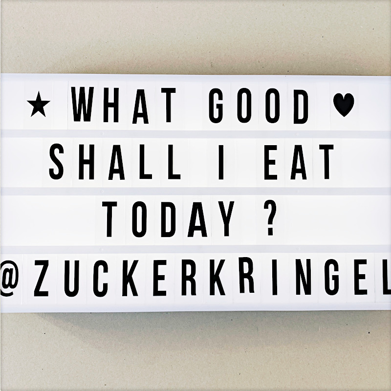 Leuchtbox mit dem Text: "What good shall I eat today?"