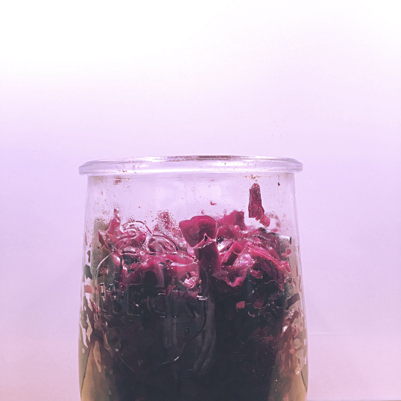 Glas mit schnell fermentierten Rotkohl